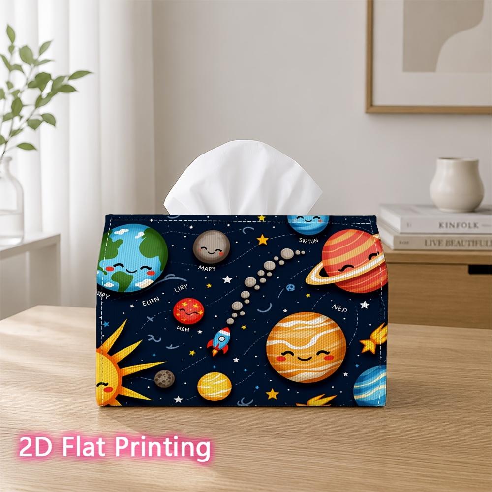 1pc 2D Flat Printed 17.78X10.92X12.95cm Tissue Box Solar System Planet Outer Space Galaxy Print Decorative Napkin Storage for Living Room And Bedside