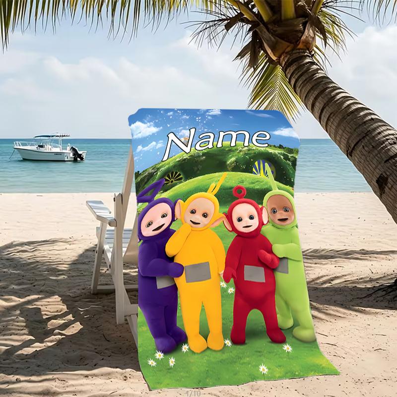 Customizable personalized beach towels Teletubbies themed designs.Suitable for the beach, yoga, sports;ideal as beach accessories