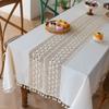 Деревенская скатерть для обеденного стола однотонная с кружевной отделкой простая скатерть для кофейного столика, пианино, квадратного стола