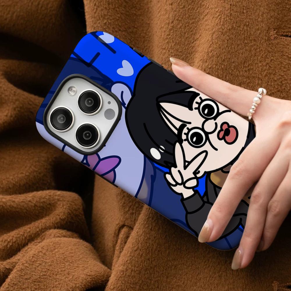 Мультяшный Милый Чехол Bbang Bbang для Телефона iPhone 16 15 14 13 12 11 Pro Max Plus Samsung S24 S23 Ultra Глянцевый HD Жесткий Поликарбонатный Чехол