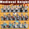 Medieval Military Teutonic Knights Templar Building Blocks Ancient Horse Soldier Figures Flag Helmet Axe Bow Shield Bricks Toys