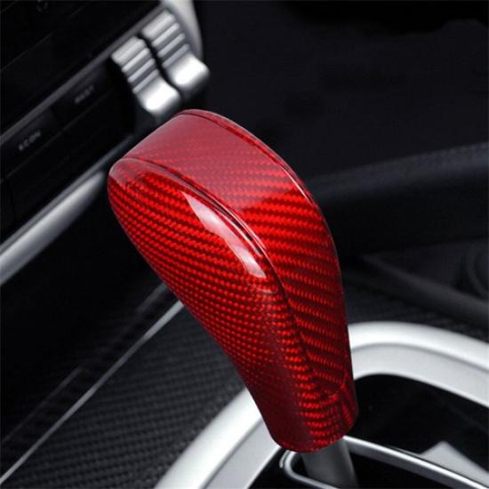 2x Luxury Red Carbon Fiber Car Gear Shift Knob Decoration For Cayenne 07 08 09