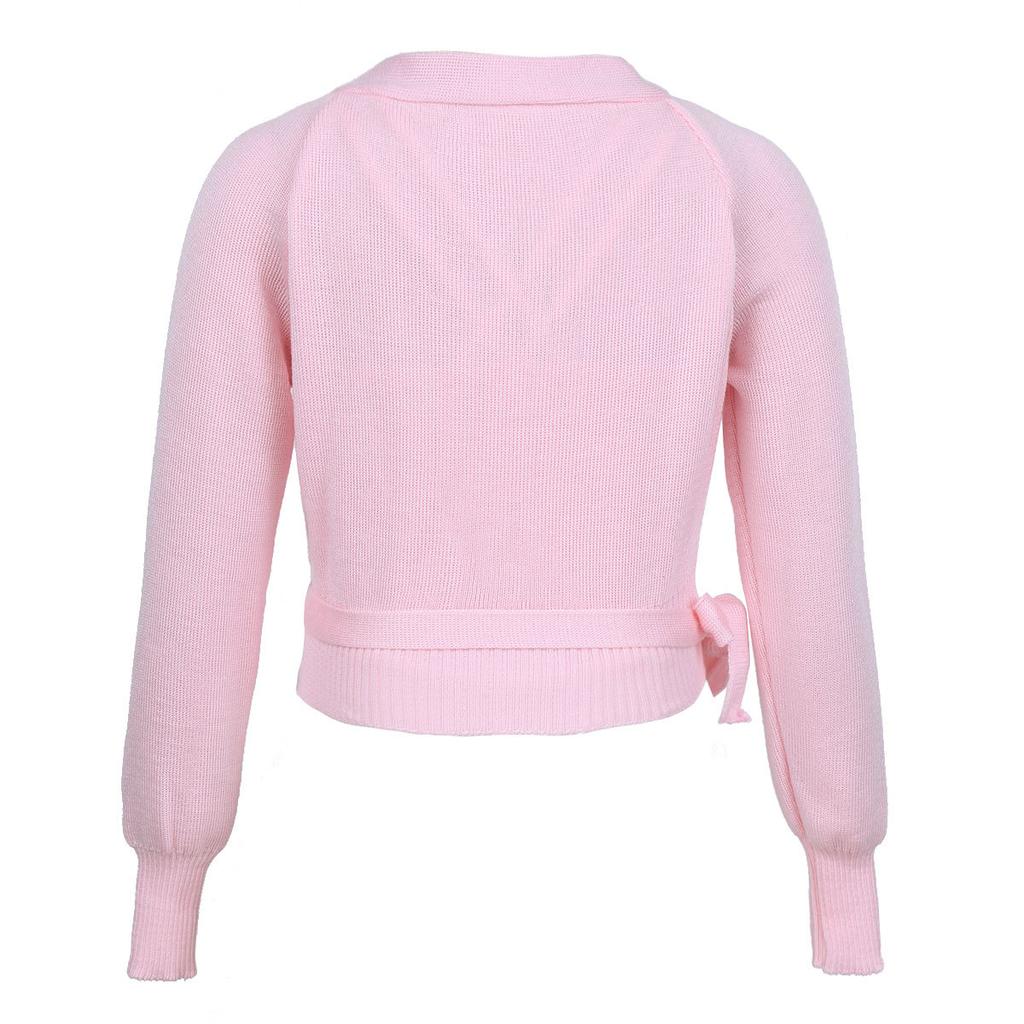 Kids Ballet Knit Wrap Sweater Girls Winter Autumn Warm Sweaters Long Sleeve Cardigan Warm Up Shawl Gymnastics Dance Jacket