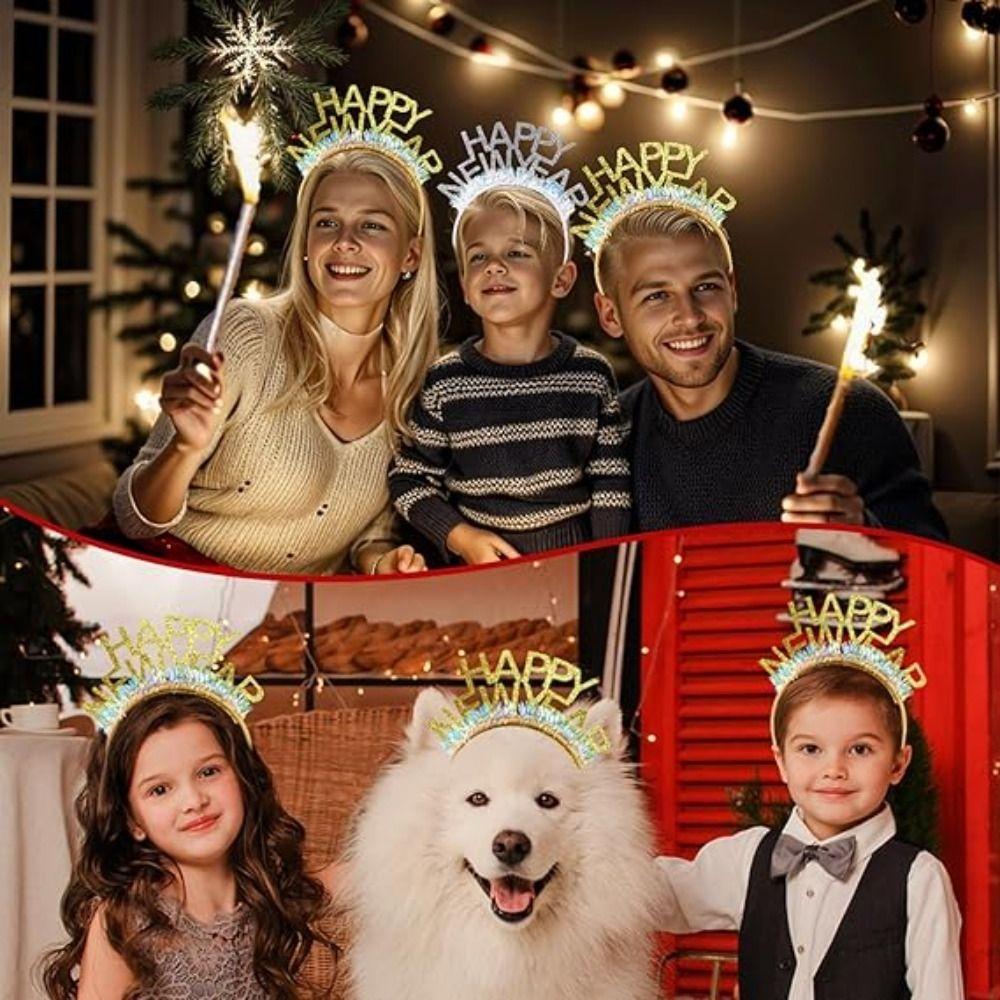 5pcs/set Cosplay Anime Party Headpiece Letter Decor Headwear HAPPY NEW YEAR Headband  Styling Tool