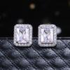 Huitan Delicate Women Stud Earrings Square Shape Shiny Cubic Zircon Luxury Earring for Party Nice Present Female Fashion Jewelry