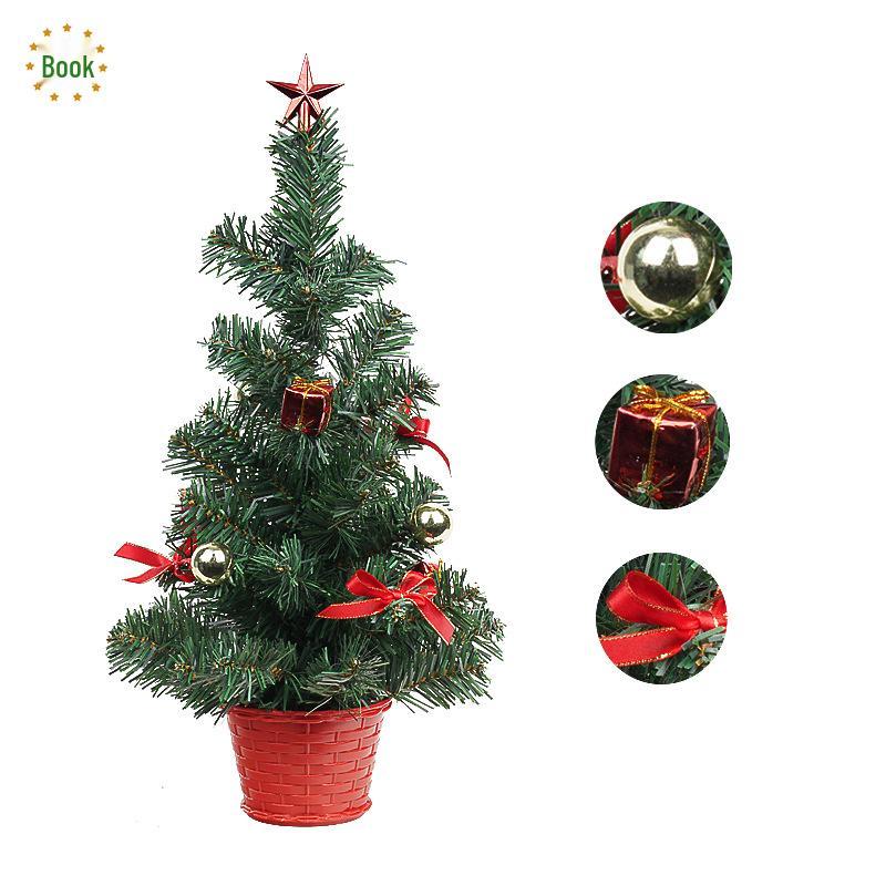 Gold/Silver/Red Mini Christmas Tree Potted Ornaments - 20/30/40cm Christmas Desktop Decorations for Office