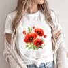 (Asian Size) Print Short Sleeve T-shirts Casual Women's Fashion Watercolor Flower Sweet 90s Clothing T Female Top Graphic Tee