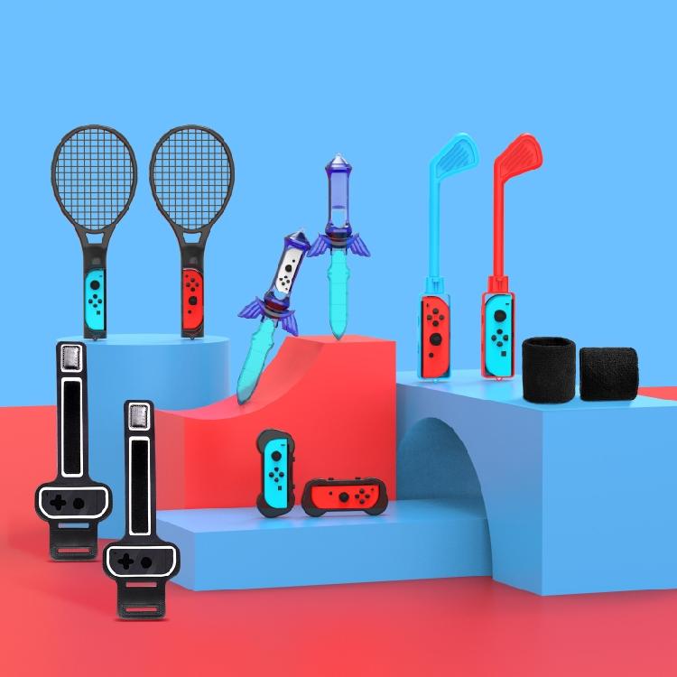 12 шт. Switch Sports Включая Теннисную ракетку с удобной рукояткой, Клюшку для гольфа, Меч, Ремешок для ноги