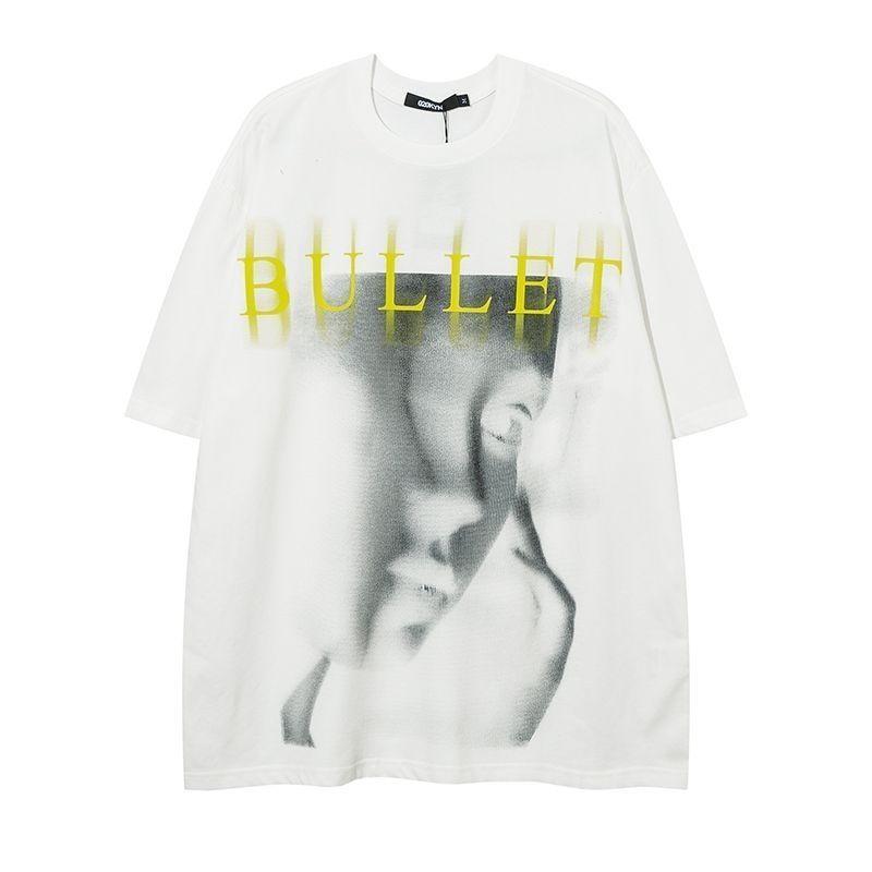 High Street Original Retro Short-sleeved Men's American Trendy Brand Hip-hop Dark Personality Printing Loose Cotton T-shirt