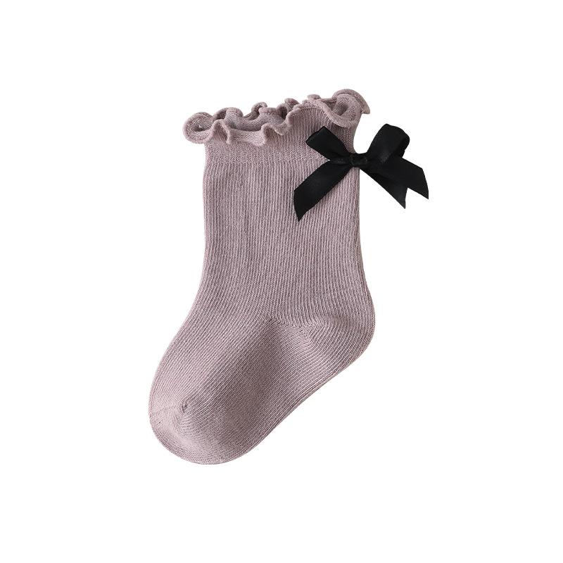 0-8Years Baby Socks for Autumn/winter New Bow-knot Baby Girl Socks Korean Style Cute Solid Color Soft Cotton Newborn Socks