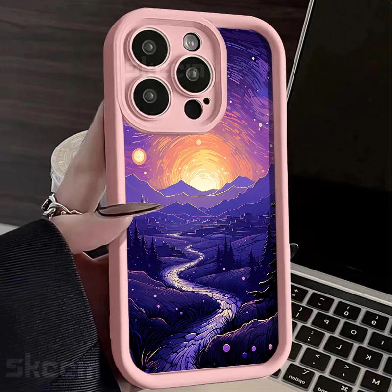 Масляная живопись Ван Гога «Звездная ночь» Чехол для телефона для iPhone 16 Pro Max 15 14 13 12 11 Pro Max XS X XR 7 8 Plus Ударопрочный чехол