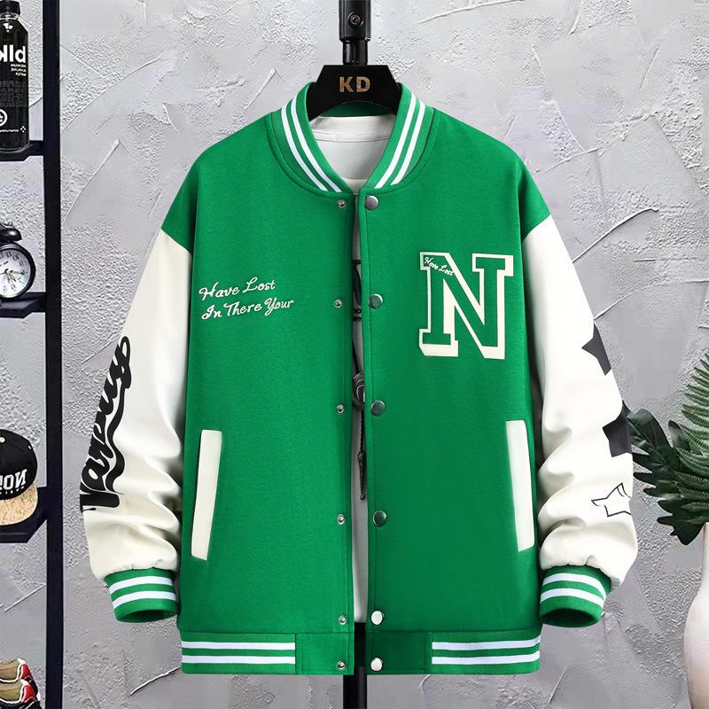 Men's Autumn Casual Letter Embroidered Stand Collar Baseball Jacket