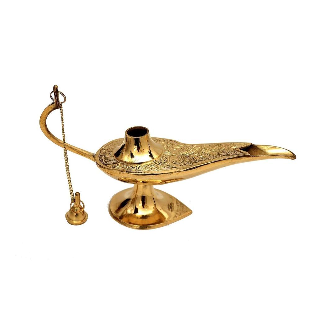 Антикварная латунная лампа Алладин Чираг (золотой)