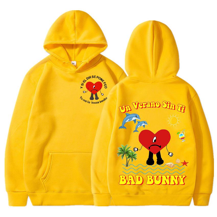 Толстовки Bad Bunny UN VERANO SIN TI, музыкальный альбом, толстовки с принтом в стиле хип-хоп, женская модная нейтральная толстовка унисекс, толстовка большого размера