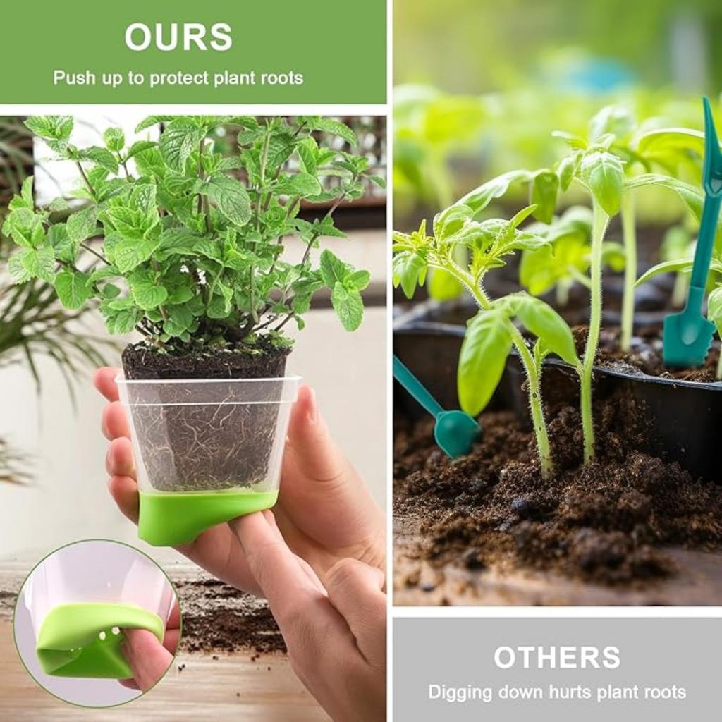 12 шт. Цветочные горшки Квадратные пластиковые питомниковые горшки, Прозрачный цветочный горшок с мягким силиконовым основанием с дренажными отверстиями, Многоразовые горшки для рассады, Стартовые горшки