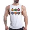 Новая летняя спортивная баскетбольная одежда, белый жилет, быстросохнущий мужской жилет с круглым вырезом, удобный дышащий уличный дышащий мультяшный череп с принтом