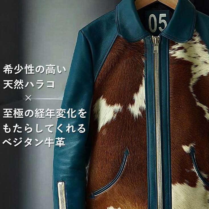 Genuine Leather Grizzly Jacket Leather Jacket Grizzly Jacket L Size Viridian VALLET05VG [Liugoo Leathers] Men's