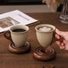 Кружка для кофе из грубой керамики Деревянная подставка Стаканы с острым дном Кружки для завтрака Кружка для кофе Чашка для послеобеденного чая Кружка для молока