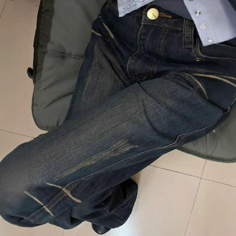 Ретро Джинсы Микроклеш Женские С Завышенной Талией Тонкие Маленькие Модные Удобные Универсальные Свободные Широкие Брюки Джинсы для Женщин Длинные Джинсовые Брюки