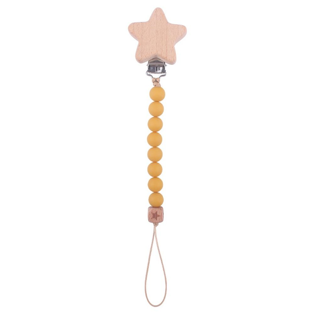 1 Pc Useful Safety Baby Pacifier Chain Beech Wood Star Beads Anti-drop Soft Nipple Bracket Holder Toddler Toys Holder
