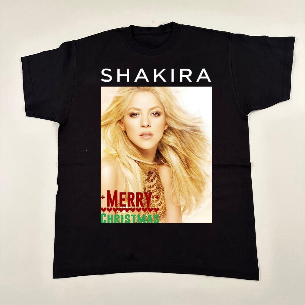 Редкая футболка Shakira Singer Merry Christmas Черная Унисекс Концертная S - 5XL LO254 Унисекс Футболка