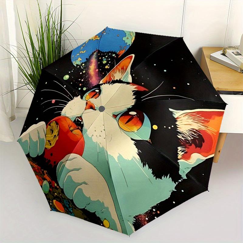 1pc Cosmic Cat Automatic Open/Close Umbrella, Portable Folding umbrella for Everyday Use yy250826023