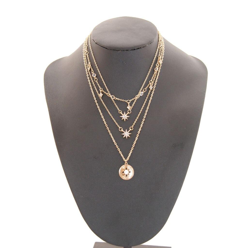 Винтажный многослойный замок портрет жемчуг звезда монета кулоны ожерелья для женщин Богемия золотой ключ сердце длинные ювелирные изделия подарок