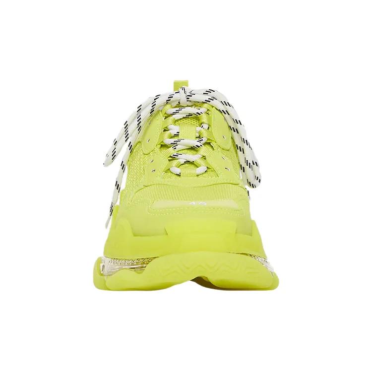Balenciaga Triple S Clear Sole Fluo Yellow White Women's (Unisex) Chunky Sneakers 544351W2FF27390