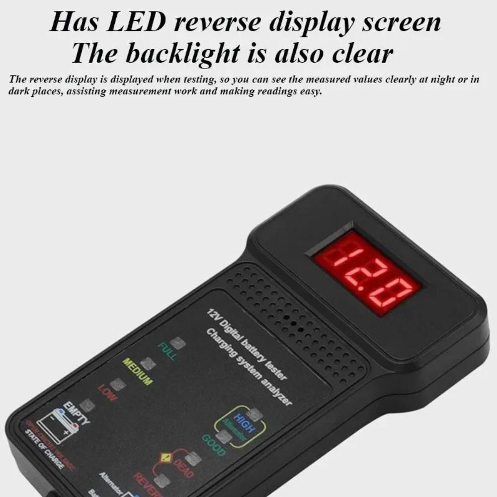 With Alligator Clips 12V Digital Battery Tester Automotive Cranking System Tester Electrician Tool