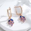 Полые геометрические синие фиолетовые серьги-подвески с цирконием для женщин, элегантные украшения, аксессуары для свадебной вечеринки