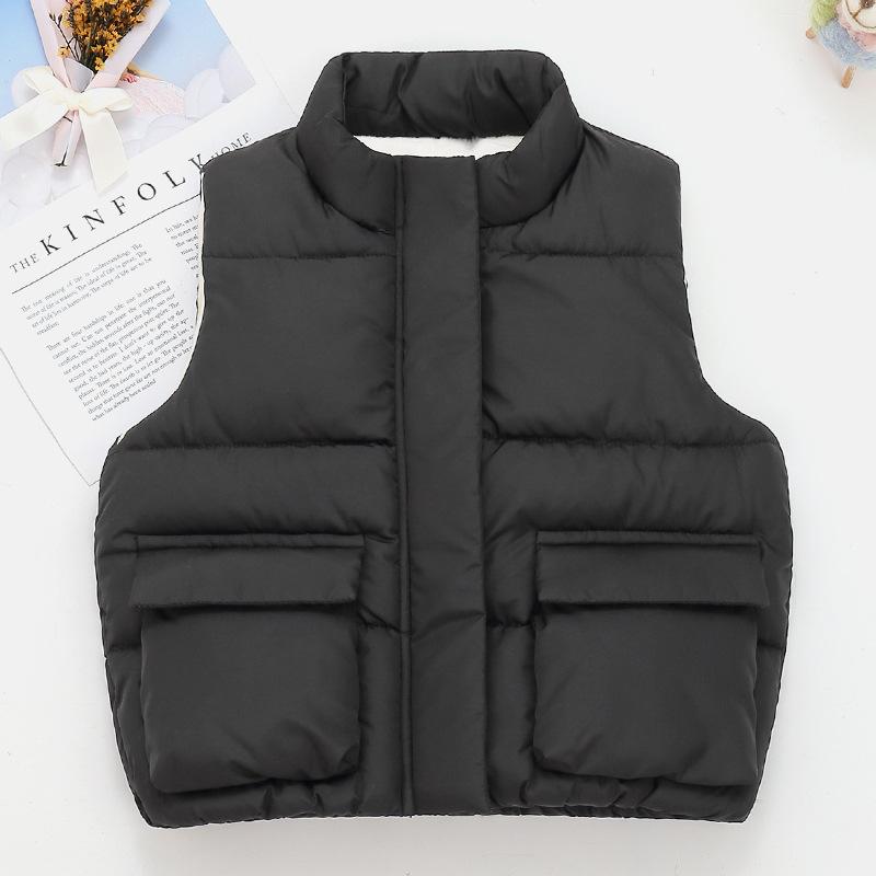 Children's Lamb Fleece Vest Boys and Girls Baby Thick Warm Down Cotton Vest Autumn and Winter Outdoor Wear Vest