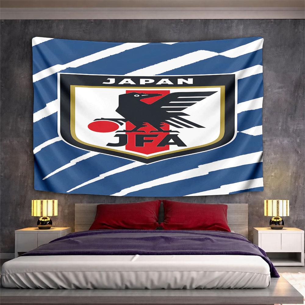 Japan Football Association Emblem Pattern Wall Hanging Tapestry Decorative Tapestry Home Decor for Bedroom and Living Room