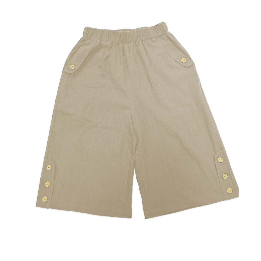 Women's Fashionable Solid Color Elastic Waist Pocket Five Quarter Casual Pants Straight Leg Pants