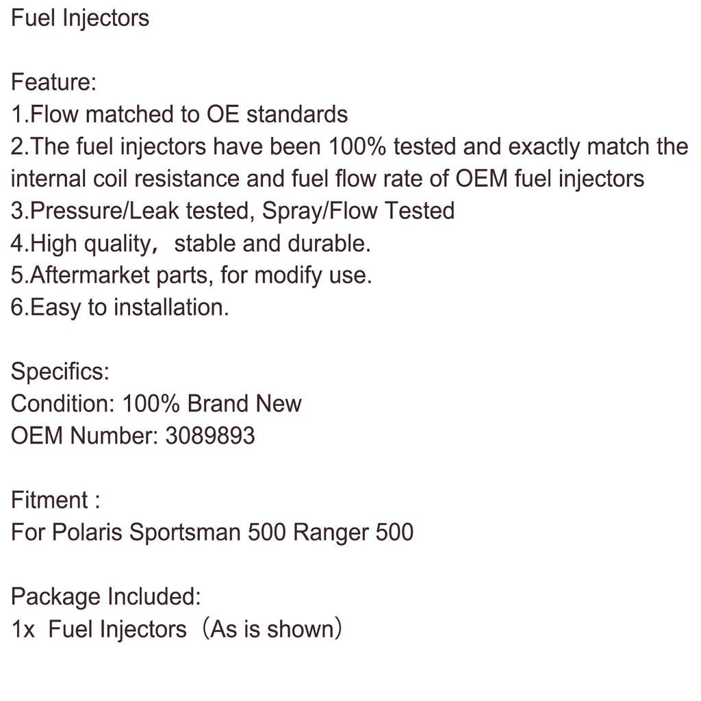 Fuel Injectors For Polaris 3089893 Sportsman 500 Ranger 500