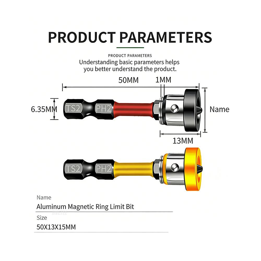 Магнитные позиционирующие биты для отвертки Бита для гипсокартона 50 мм Головка для позиционирования шурупов для гипсокартона Инструменты для сверления