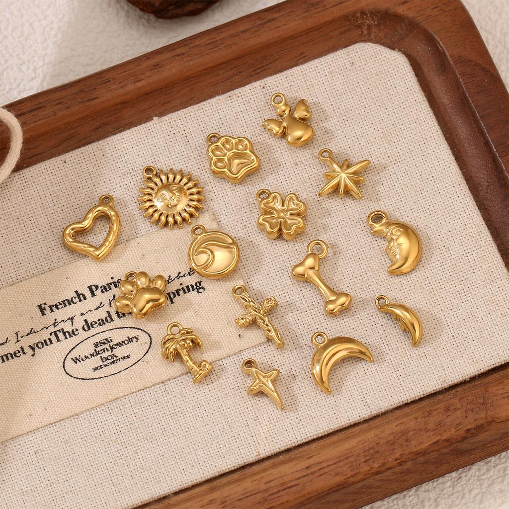 3Pcs Pet Dog Claw/Compass North Star/Sea Wave/Cat's Paw Charms Stainless Small Pendants for Necklace Bracelet DIY Jewelry Making