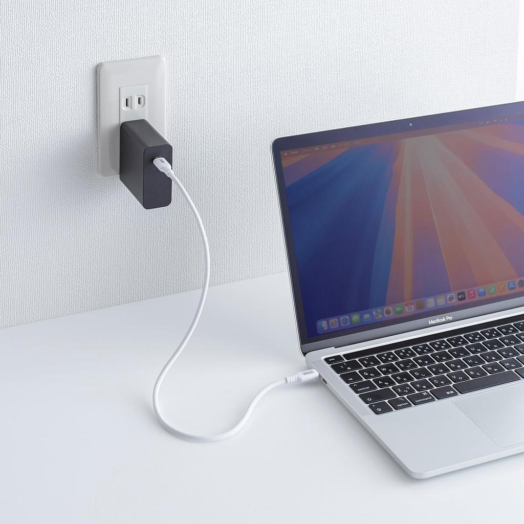 SANWA SUPPLY USB Silicone Cable 2.0 Type-C (PD240W, 0.5m, White) KU-CCPES05W