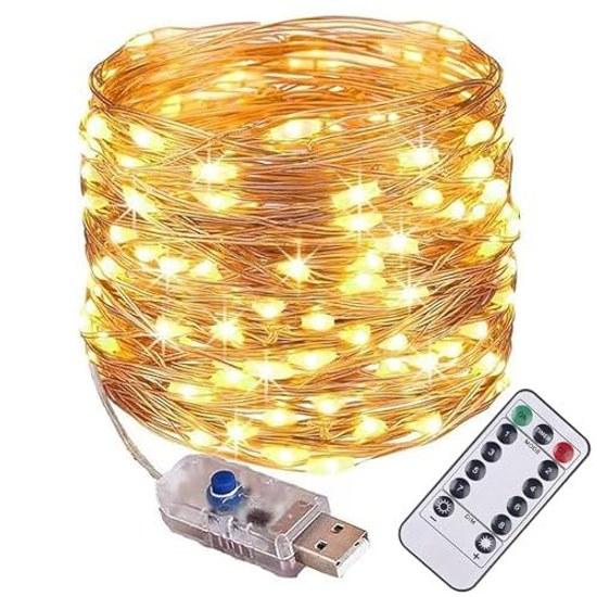 Smalife LED Illumination Light 2025 Upgrade Version Christmas USB Type Copper Wire 12m 100 Bulbs 8 Patterns Flashing Lighting Timer Function Durable