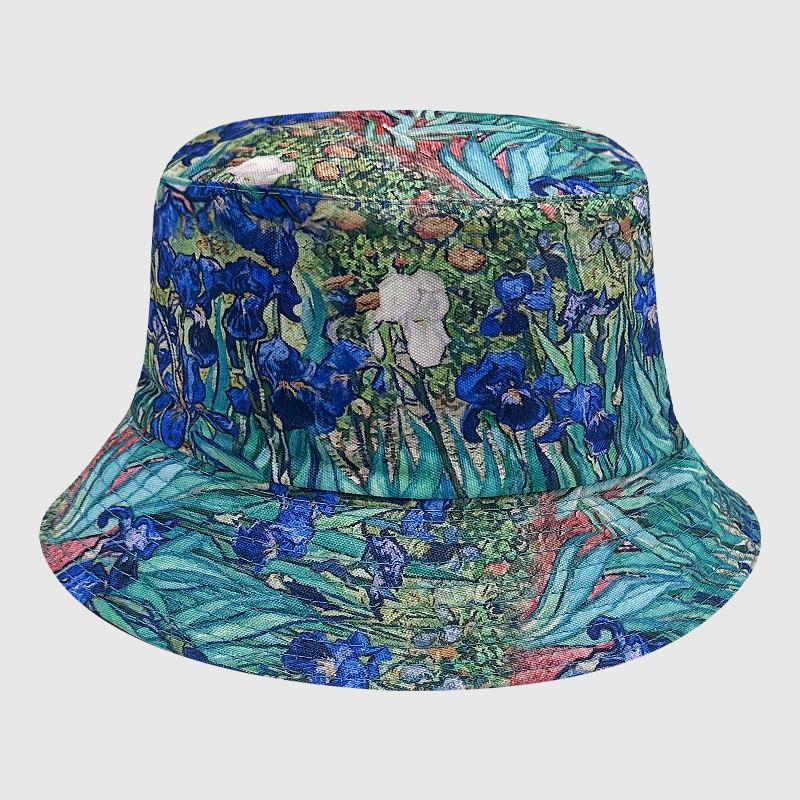 Tie Dye Fisherman Hat Uv Protection Assorted Colors Print Butterfly Cat Cap Leaf