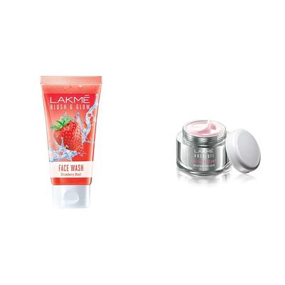 LAKMÉ Очищающий гель для лица Blush & Glow, Клубничный взрыв, 100 г и Absolute Perfect Radiance Осветляющий дневной крем Light, 50 г