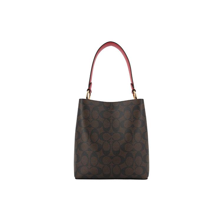 COACH Town Coated Canvas With Smooth Leather Bucket Bag, Shoulder Bag, Crossbody Bag, Handbag Small Womens