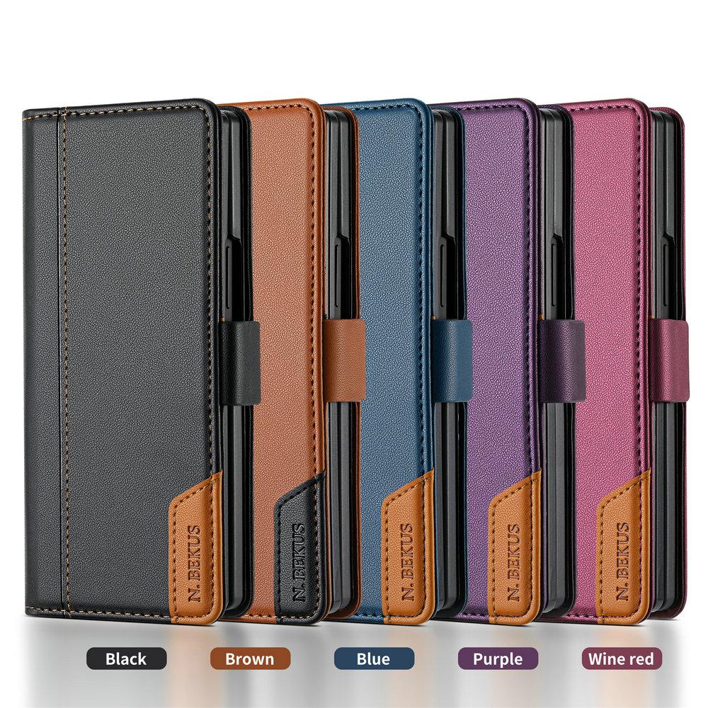 Luxury Leather Phone Case for Samsung Galaxy Z Fold 7 6 5 4 3 5G Fold7 2025 Magnetic Flip Book RFID Wallet Cover