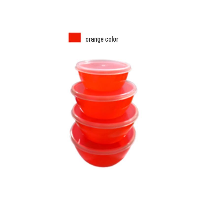 Four-Piece Fresh-Keeping Bowl Set with Lids - Round Storage for Fruits & Vegetables, Ideal for Picnics