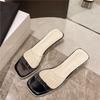 Summer New Slippers Go Out Wearing Square Head Open-toed Sandals Medium Thick Heel High Heels Transparent Crystal One-word Sandals