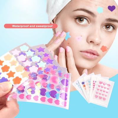 2 листа пластырей от прыщей, невидимые яркие цветные гидроколлоидные наклейки, пластыри от прыщей для ночного восстановления