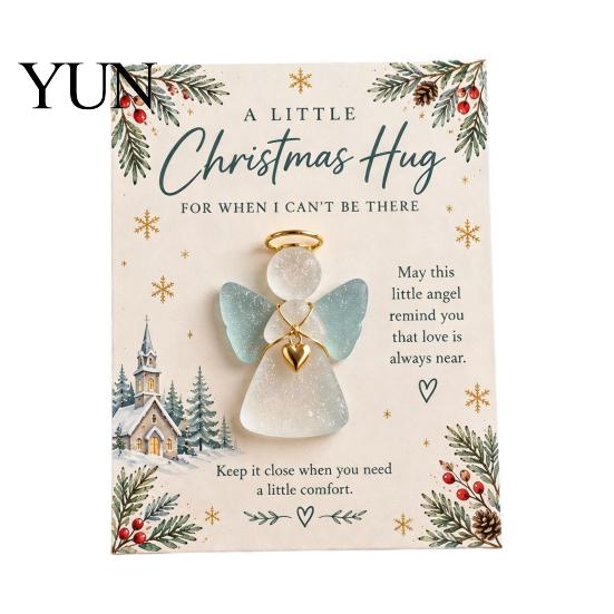 Emotional Support Gifts for Winter Christmas Hug Pocket Card, Mini Festive Greeting Card Compact Keepsakes with Envelope, Holiday Gift Tag Friends