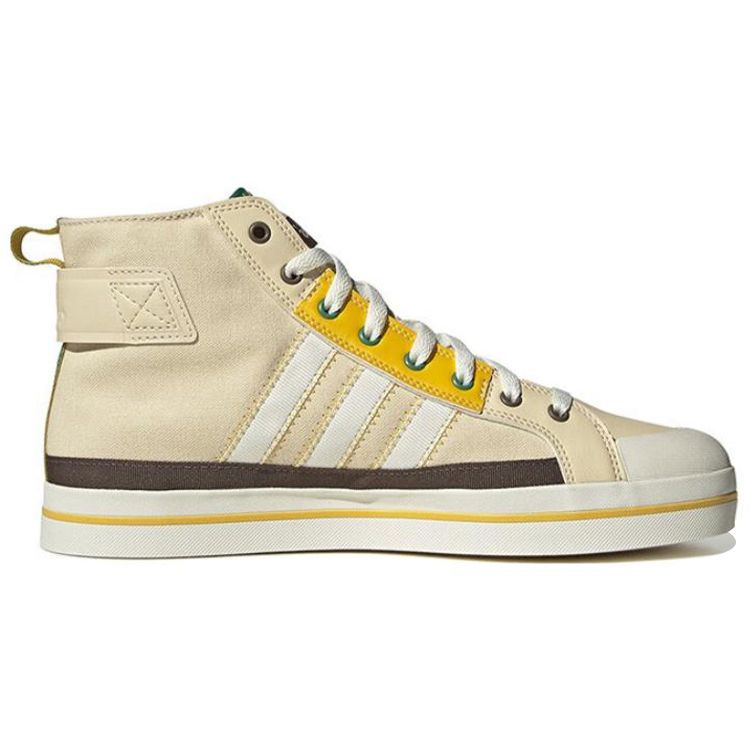 adidas Кеды Neo City Canvas Hi с нескользящей подошвой, прочные, легкие, средней высоты, унисекс, для скейтбординга, белые/желтые, HQ4625