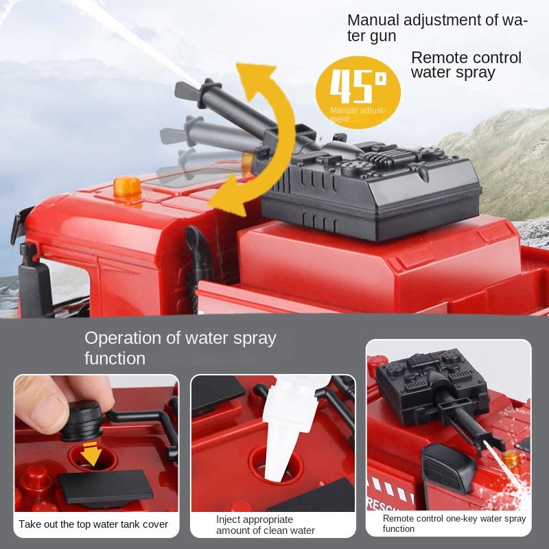 HUINA 1/18 Пожарная машина на радиоуправлении Детские игрушки Большая 9-канальная RC Пожарная машина-поливалка с лестницей Мальчики Строительная техника