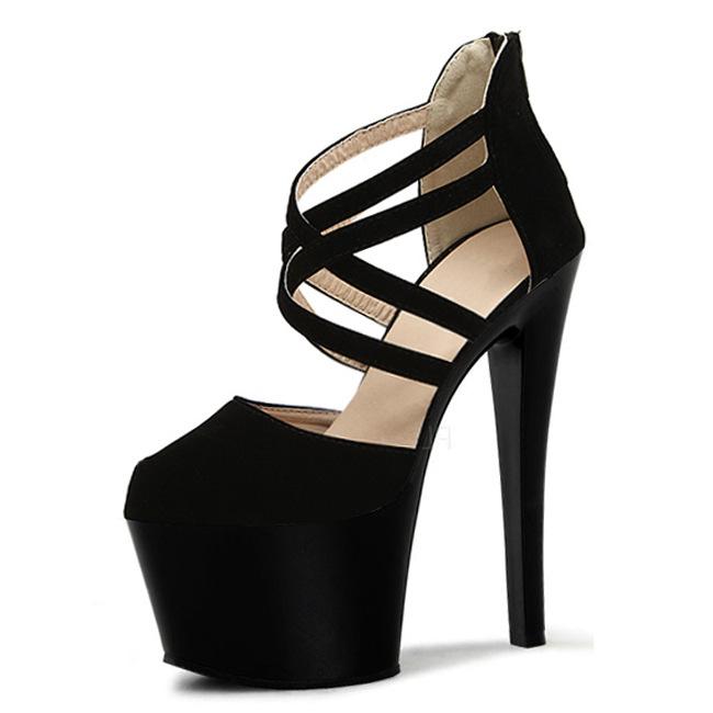 2025 летние новые босоножки на толстом каблуке, водонепроницаемые, женские туфли с перекрестными ремешками, высокие каблуки 18 см, прилив