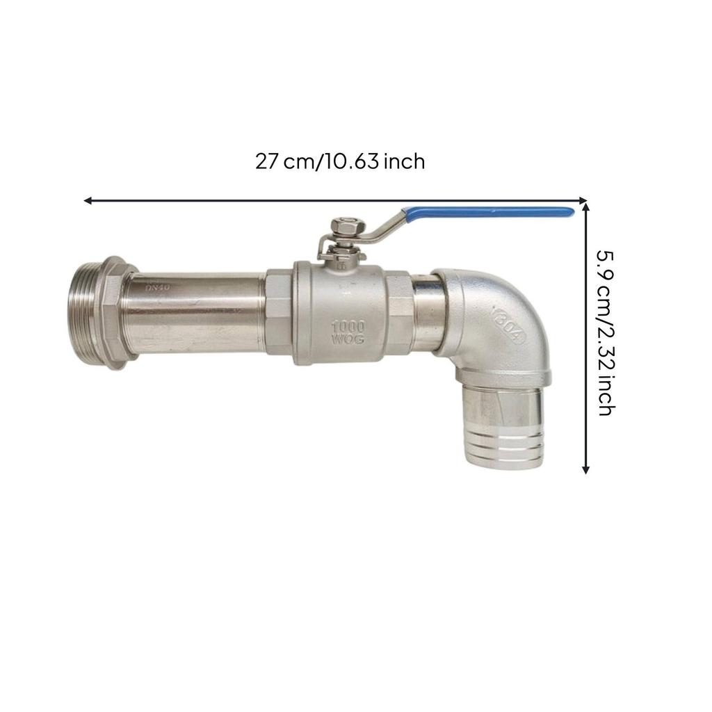 Oil Drum Tap with Threaded Inlet Stainless Steel Drum Faucet with Lever Handle Leak-Resistant Barrel Faucet with Shutoff Lever